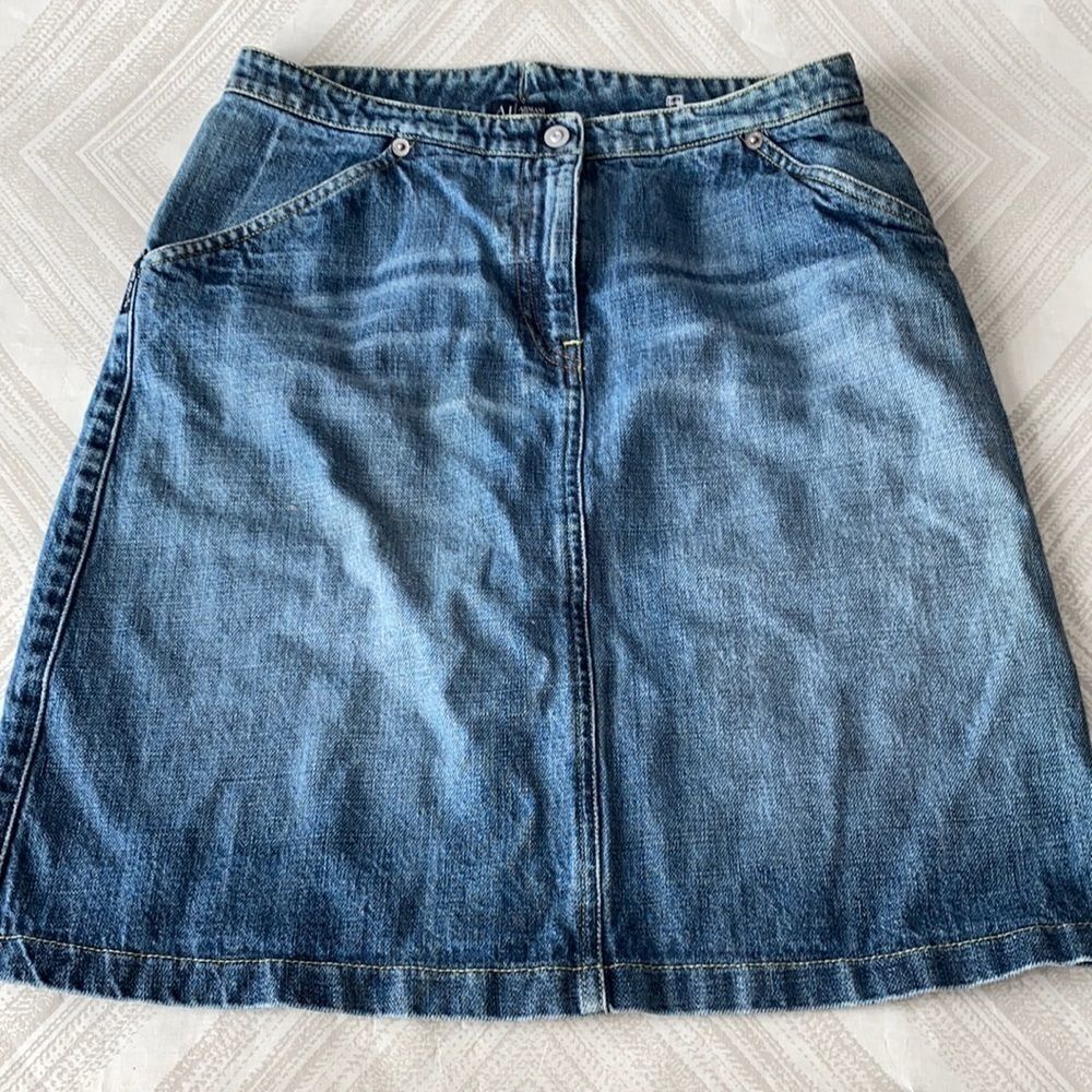 AJ Armani Jeans Blue Denim Skirt Snap Closure